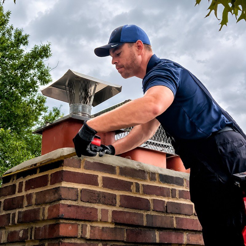 Chimney service technician working in North New Hyde Park, NY