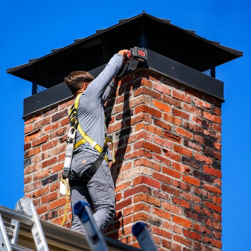 Weathered chimney crown with cracking found during inspection in an older Manhasset Hills home